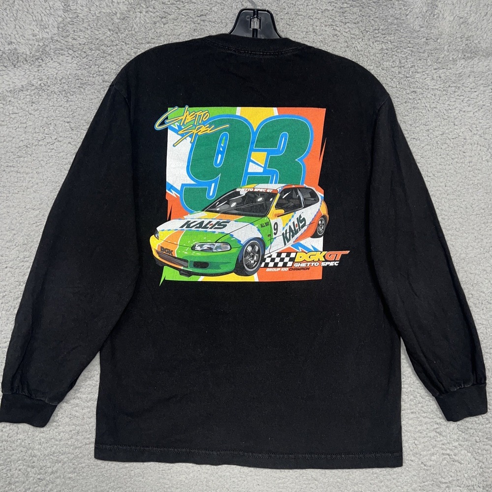 DGK Josh Kalis Ghetto Spec 93 Shirt Size M Black Honda Civic 2-Side Long Sleeve